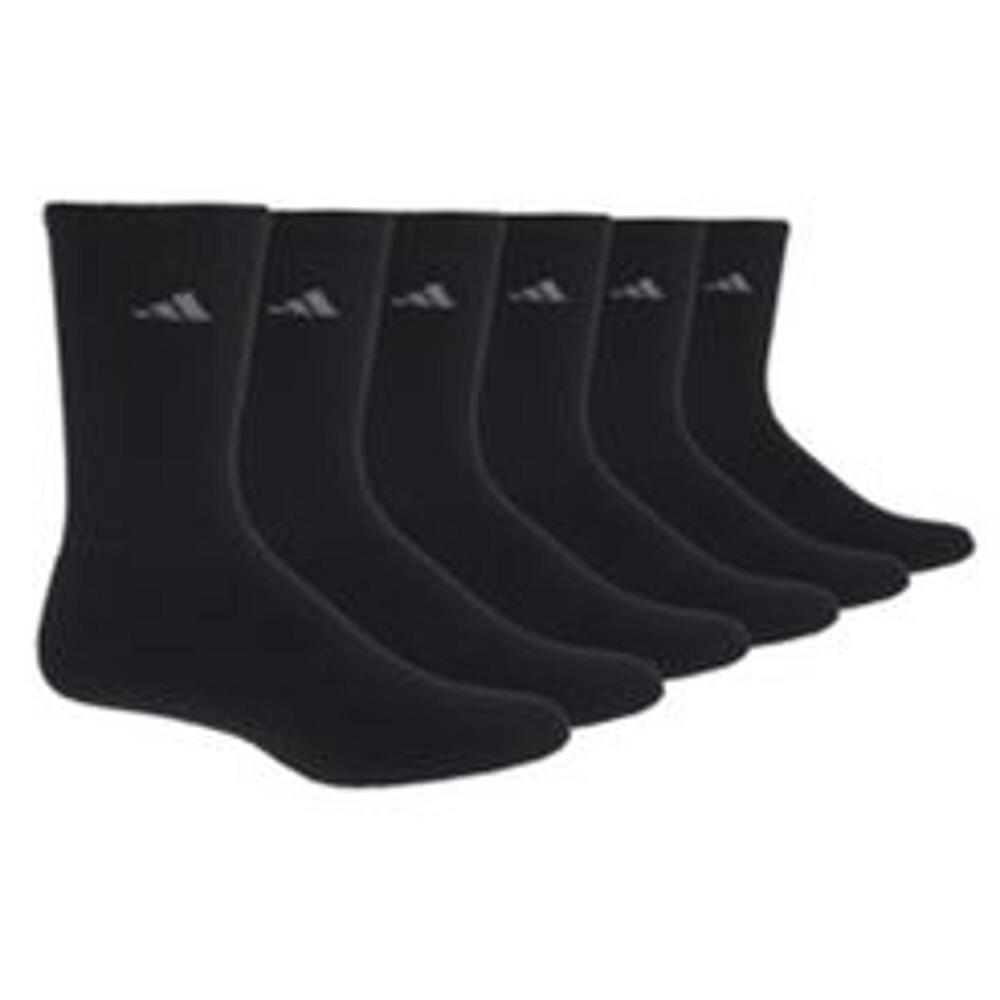 adidas Women's Athletic Cushioned Crew Socks (6-Pair), Black/Aluminum 2,Medium
